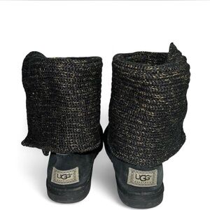 UGG Black Knit Cuff Suede Boots